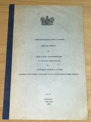 LLANFAIRFECHAN PLAS Y LLAN OFFICIAL OPENING PROGRAMME 1966 ELDERY PERSONS HOME 