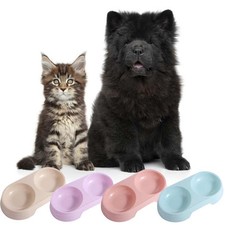 Plastic Cat Feeding Bowl Dog Food Tray Cat Double Bowl Cat Dog Drinking Bowl UK