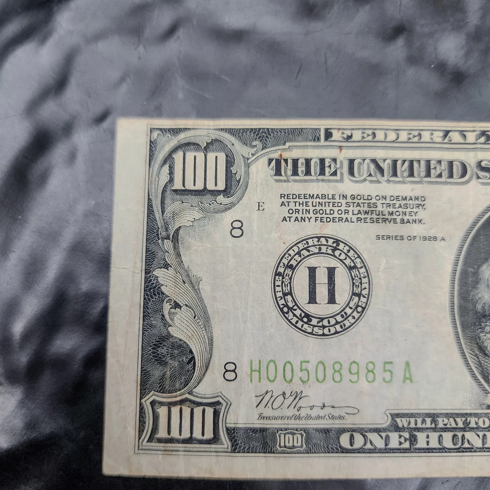 1928-A $100 REDEEMABLE IN GOLD Federal Reserve Note St. Louis MO Banknote USA💰 - Image 2 of 4