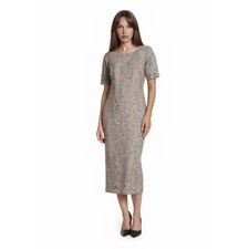 NEW Eliza J Sheath Cocktail Dress Women's Size 6 Blush Nude Sequin Lace Metallic