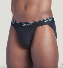 Vtg JOCKEY Elance Mens Black Cotton String Bikini Sport Brief Underwear sz XL