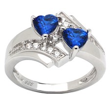 Double Heart 925 Sterling Silver Ring 5x5mm Cubic Zirconia Love Christmas Gift