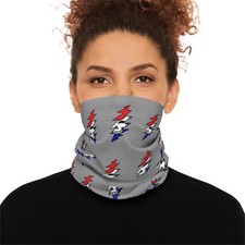 Grateful Dead Stealie 13 Point Bolt Lightweight Neck Gaiter Grey Snowboarding