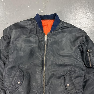 Vintage 90s Alpha Industries MA-1 Reversible Bomber Jacket Navy XL
