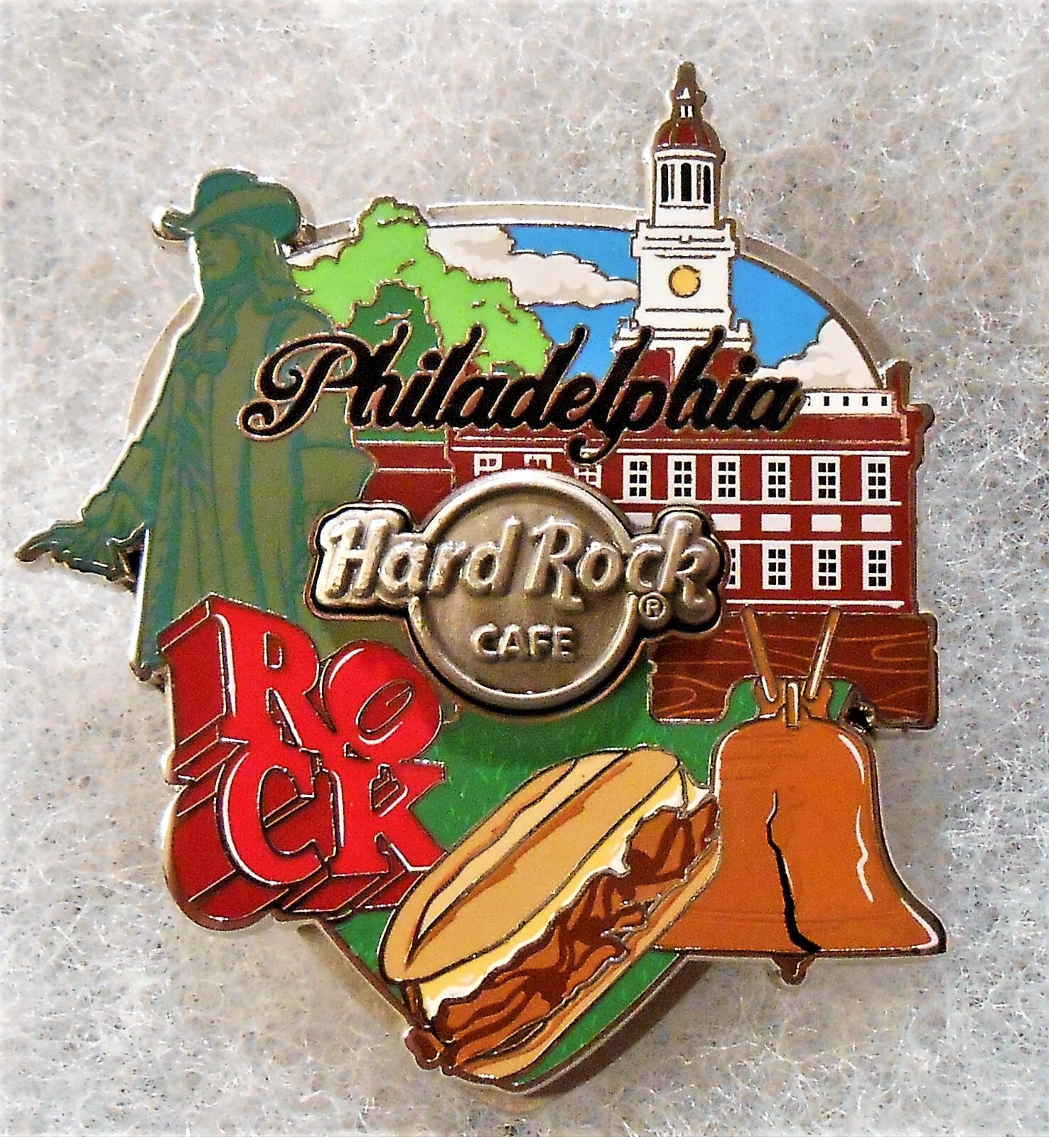 HARD ROCK CAFE PHILADELPHIA 3D COLLAGE SERIES GUITAR PICK PIN # 623869