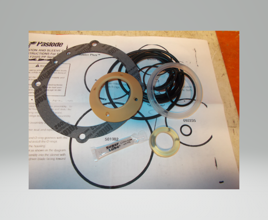 O-Ring Rebuild Kit For Paslode F350S & F250S Frame Nailers – Includes Cylinder Seal, Cover Gasket, Main Valve Spring, And O-Ring Set – 402011, 501001, 500407 Replacement Parts