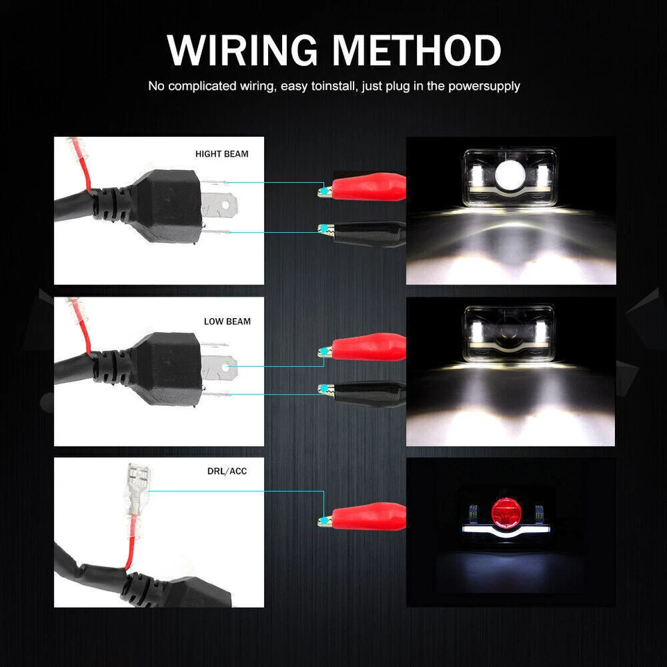 Fit Nissan 720 Pickup 200SX Coupe Chevy C10 4pcs 4x6'' LED Headlights DRL Hi/Lo Foto 4 de 4