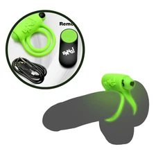 Glow-in-the-Dark Silicone Vibrating Cock Ring Rechargeable Multi-Speed Vibrator