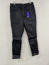 SOHO Jeans Womens Sz 16 Bkack Faux Leather Polyurethane High Waist Legging