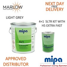 MIPA 4 + 1 ACRY FILLER 2K HIGH BUILD PRIMER LIGHT GREY 4LTR + H5 1LTR *5LTR KIT*