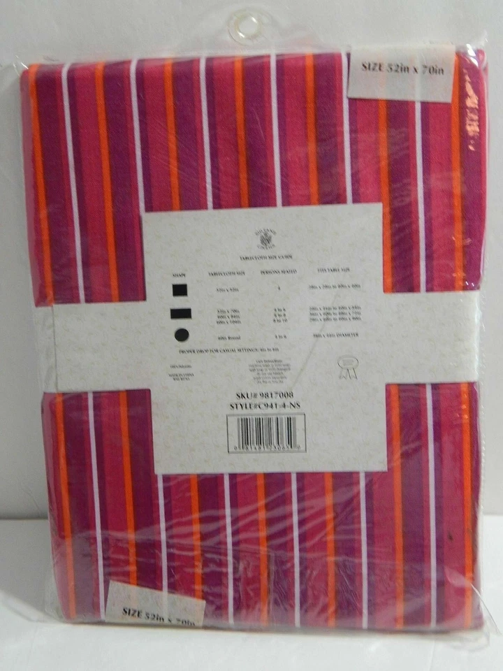 Mantel de tela Sultan's Linens 52 x 70 oblongo multicolor a rayas Foto 3 de 4