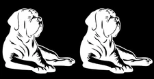 Mastiff Relaxing Two White Vinyl Decals Car Truck Windows Laptop Tablet Notebook