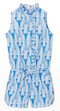 CLASSIC PREP Blue Lobster Print Romper - Blue - NWT Girls 14