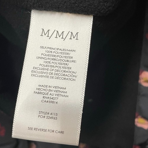 Cabi Jacket Womens Medium Black Rainy Day Jacket Flower Burst Hooded Zip 4115 - Picture 10 of 15