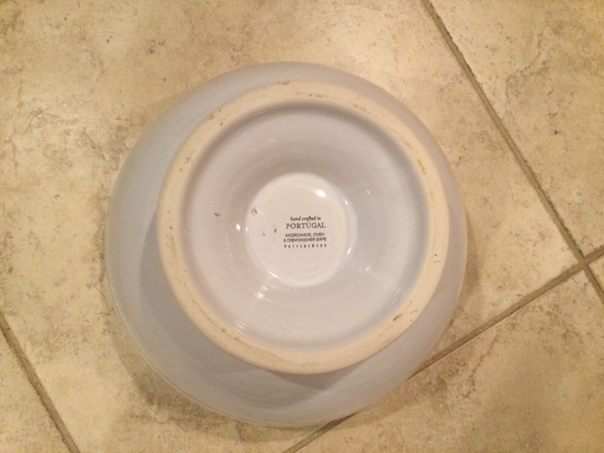 Pottery Barn Hand crafted Large Bowl 12.5” Made Portugal Classic