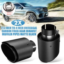 2X Universal Matte Carbon Fiber Look Car Exhaust Muffler Pipes Rear Tip 63-101mm