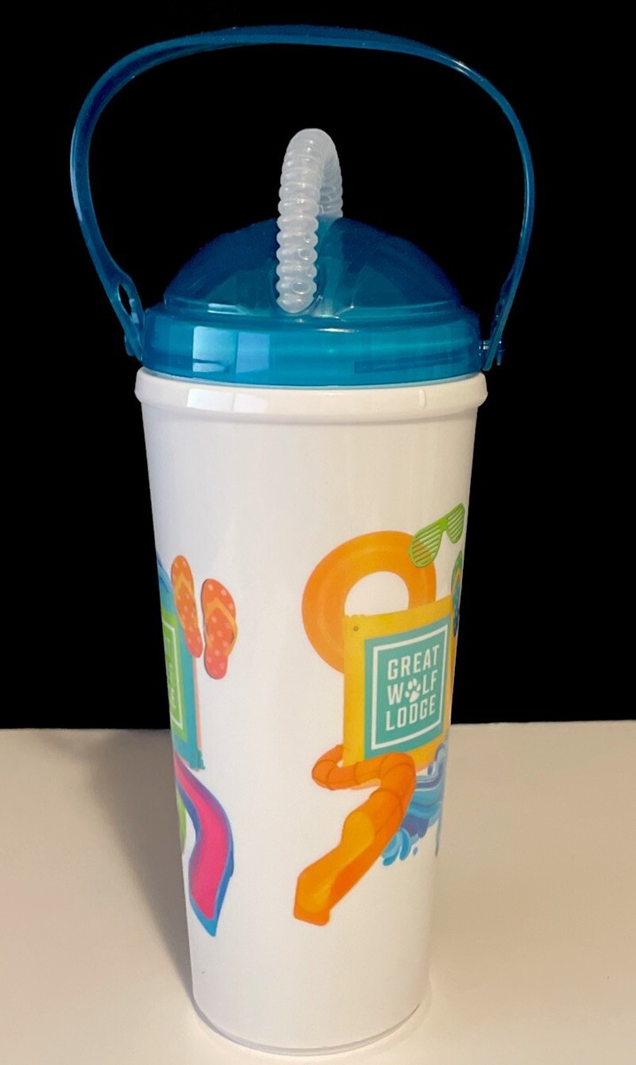 Great Wolf Lodge 24 oz. Souvenir Cup With Teal Lid, Handle