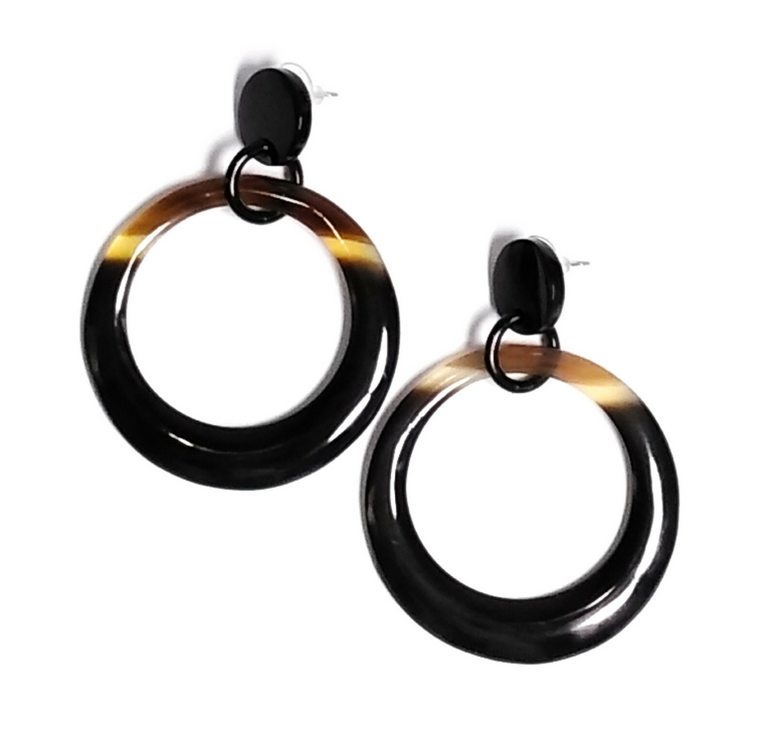 Stud Earrings for Women Handmade from Buffalo Horn Lightweight Boho Style-image