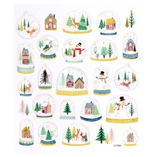Holiday Xmas Snowglobe Foil STICKERS Planner Supply Craft Winter Envelope Seals