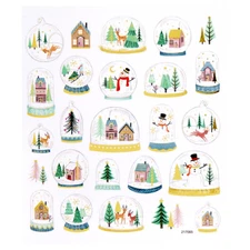  Holiday Xmas Snowglobe Foil STICKERS Planner Supply Craft Winter Envelope Seals