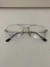 Vtg Stainless Steel SST-1 Double Bridge Silver Aviator Eyeglass Frames 48-20-130
