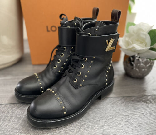 LOUIS VUITTON PARIS Outland LV Monogram Combat Boots EU 44 NEW