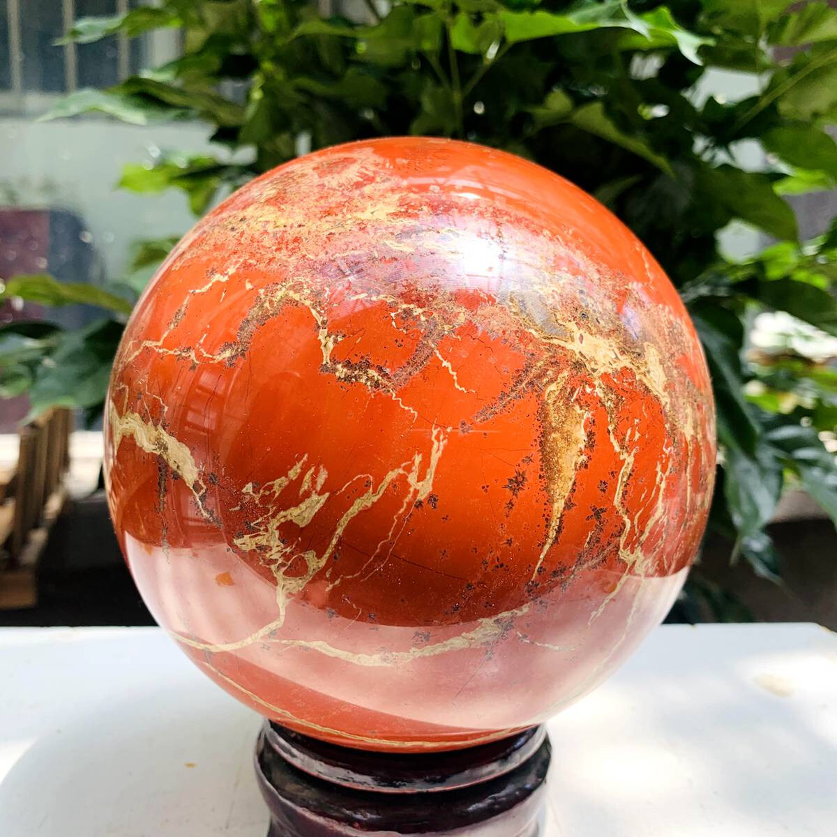 8.95LB Natural Red Jasper Quartz Sphere Crystal Ball Reiki Healing Decoration