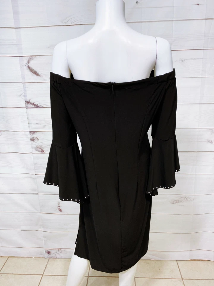 Emma & Michele 女式露肩连衣裙 L 码黑色长袖后拉链 — 第 4/4 张图片