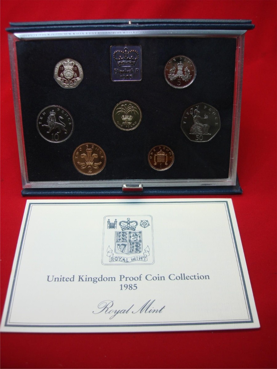 1985 UNITED KINGDOM PROOF COIN COLLECTION - BEAUTIFUL 7 COIN SET 