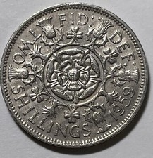 1959 Rare Two Shillings GB Queen Elizabeth II Coin. Bx12.10