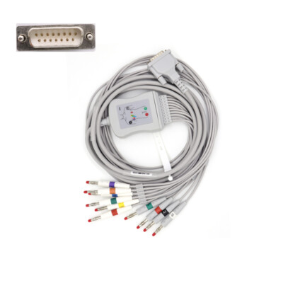 For Schiller AT-10 plus, AT-104PC, AT-110 15 pin 10 Leads Banana ECG EKG Cable