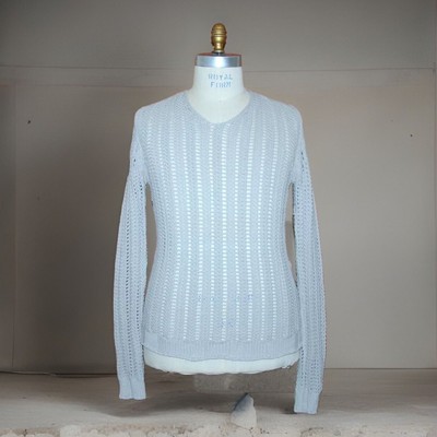 Vtg 90's Versus Versace Men's Italy size 52 Open Knit Sweater Gray See Through 