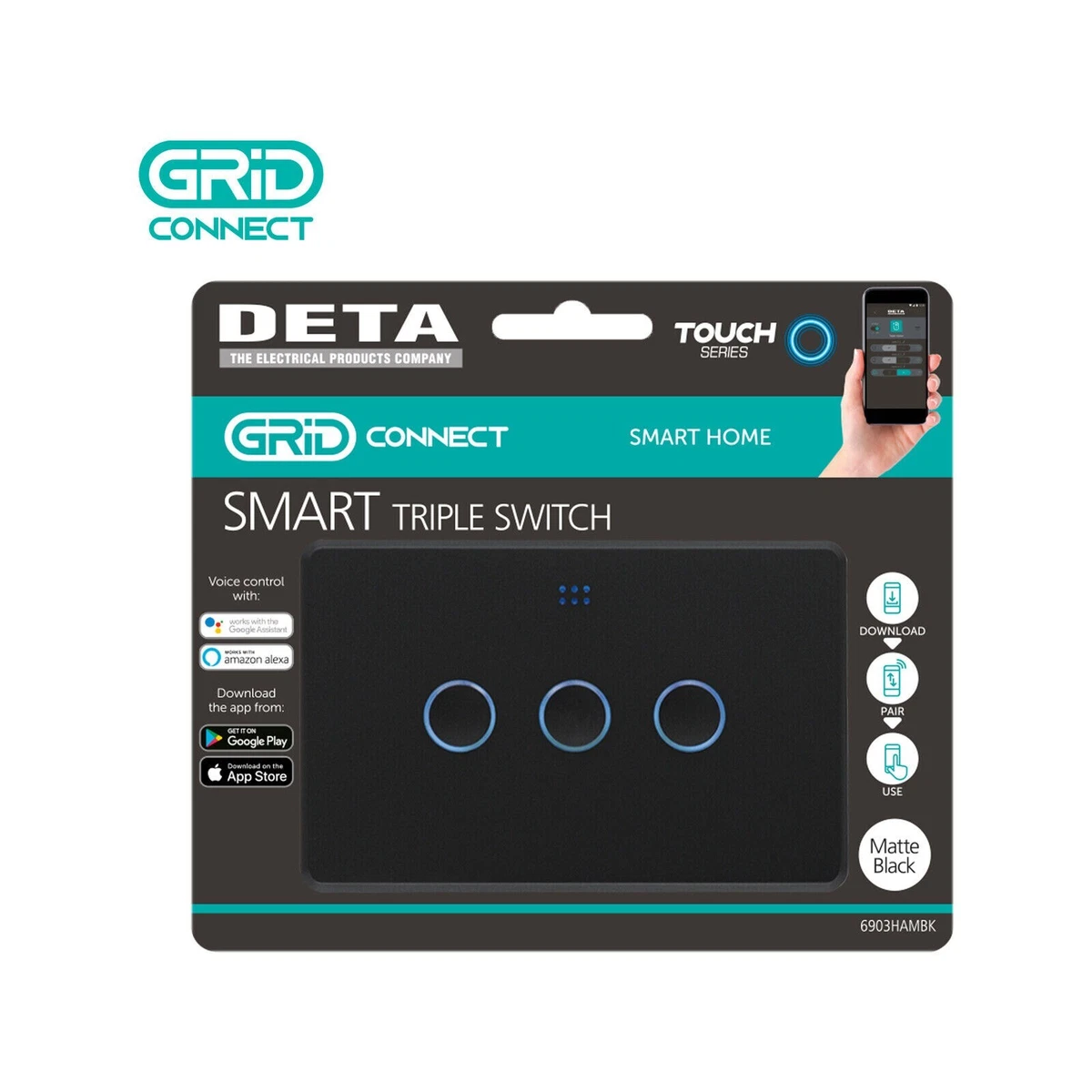 DETA Grid Connect Smart Triple Gang Touch Light Switch eBay
