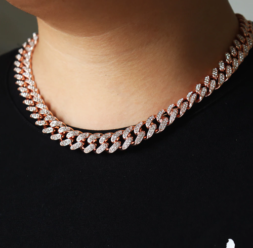 Mens or Womens Rose Gold Necklace Miami 