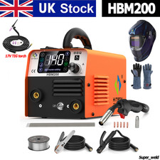 HBM200 3IN1 Gasless MIG Welder LED IGBT 220V TIG/MIG/MMA Welding Machine UK Plug