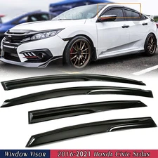 For 2016-2021 Honda Civic 10th Gen Sedan Mugen Style Window Visor Rain Guards