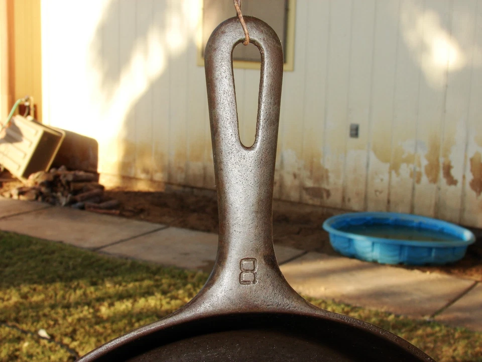 Griswold Cast Iron Skillet No. 8 Small Block Logo 704N Cleaned & Lite Season - Image 4 of 4