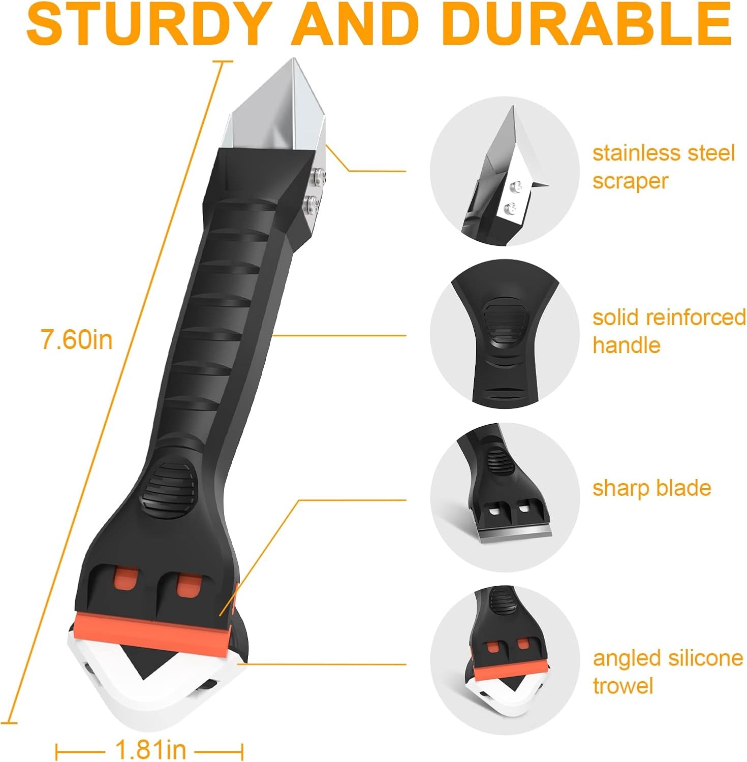 Silicone Caulking Tool Kit 3-in-1: Grout Silver-black 3 in 1 Caulk 