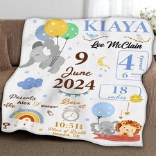 Personalized Birth Stats Baby Blanket Newborn Keepsake Baby Shower Gift Custom