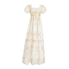 Regency Dress Women Regency Costume Empire Waist Dresses Small Champagne Gold