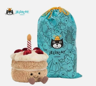 Jellycat Birthday Cake Plush Collectible Stuffed Toy Soft Plush w/ Dust Bag New