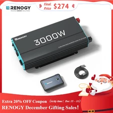 Renogy 3000W Pure Sine Wave Inverter 12V DC to 120V AC Converter Remote Control