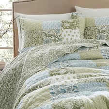 100 Cotton Reversible Patchwork Quilt California Cal King Size, Oversized Farmh