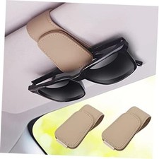 2 Packs Sunglass Holder for Car Sun Visor, Magnetic Eyeglass Hanger Beige-2Pcs