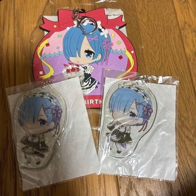 Re:Zero Rem BIG rubber key chain Celebration with cake ver. + 2 key chains