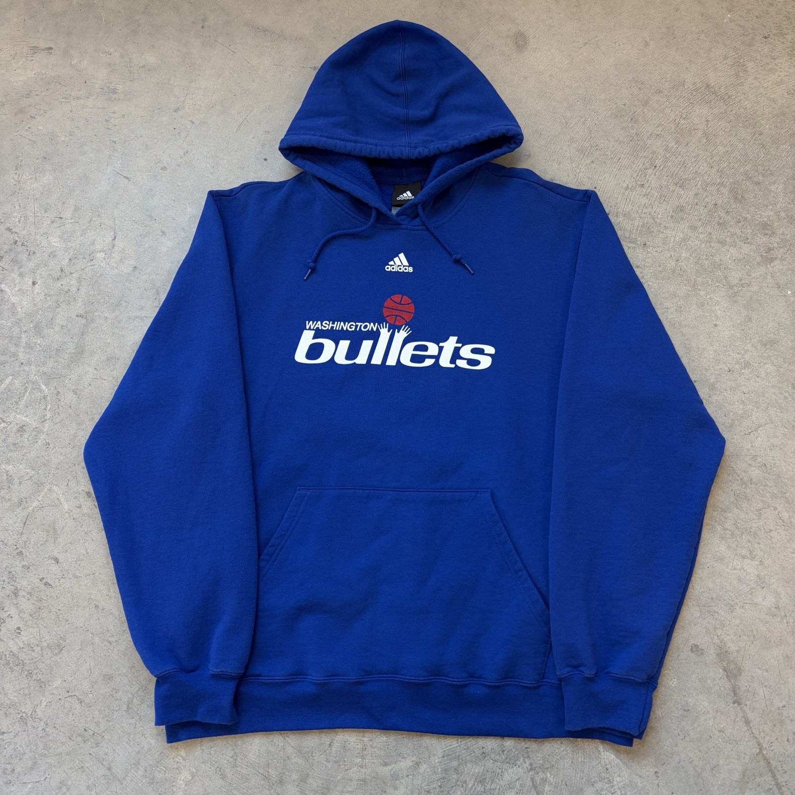 Adidas Washington Bullets Wizards NBA Hoodie Sweatshirt Pullover Blue Size Large