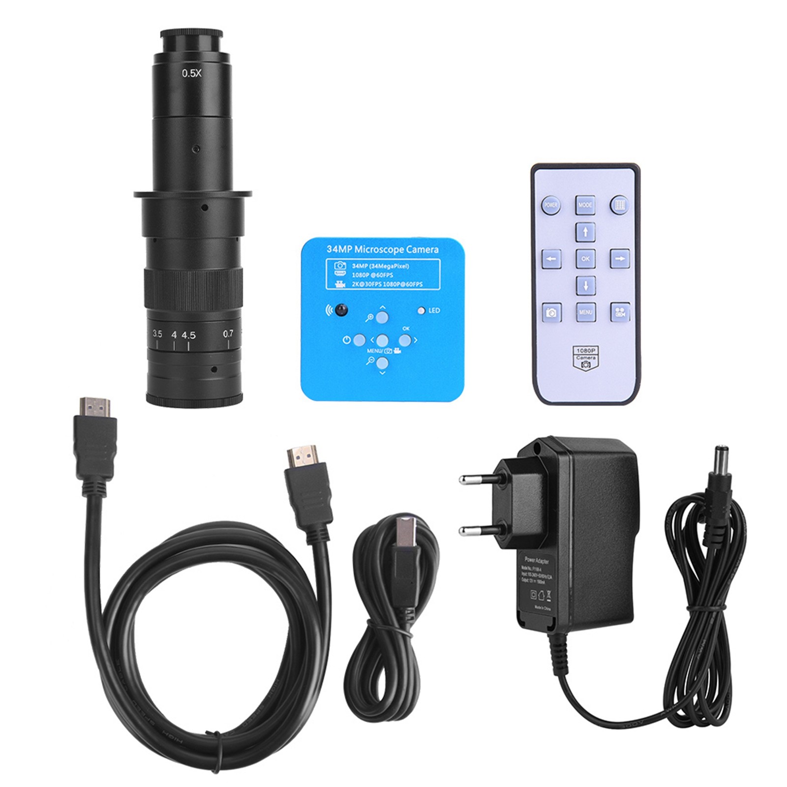 34MP USB Industrial Microscope Camera With 180X Lens 100-240V(EU Plug )✈