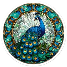 Stained Glass Peacock - Vinyl Decal Sticker - Car Window Laptop - ebn11155