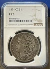 1891-CC Morgan Silver Dollar ~ NGC F12 ~ Newly Graded ~ Free Shipping ~ NR