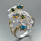 Jewelry gemstone Natural Black Opal Ring 925 Sterling Silver Size 7 /R471815